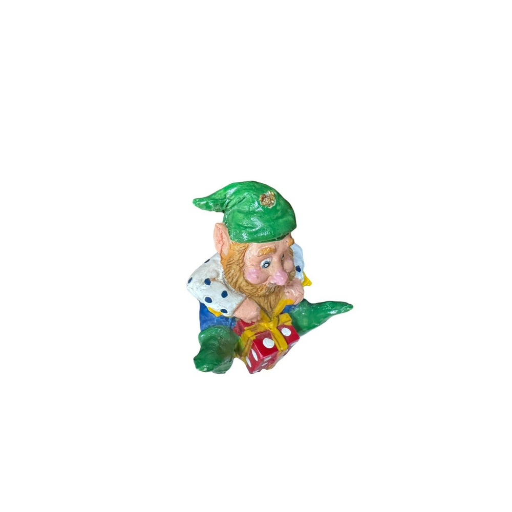 Vintage Silvestri Elf Gnome Christmas Ornament Hand Painted Resin Holiday Decor